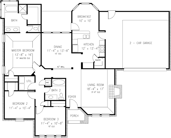 Architectural House Design - Traditional Floor Plan - Main Floor Plan #410-144