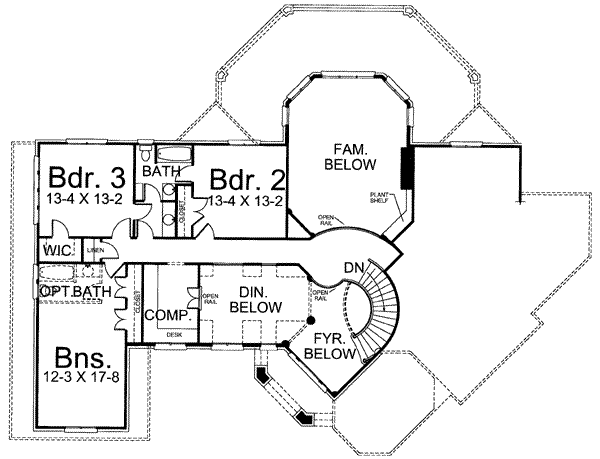 Floor Plan - Upper Floor for European House Plan #119-152 - 4 bed, 2.5 bath