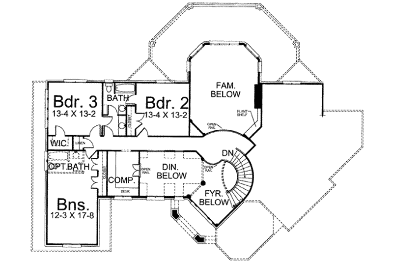 House Plan Design - Floor Plan - Upper Floor for European House Plan #119-152 - 4 bed, 2.5 bath