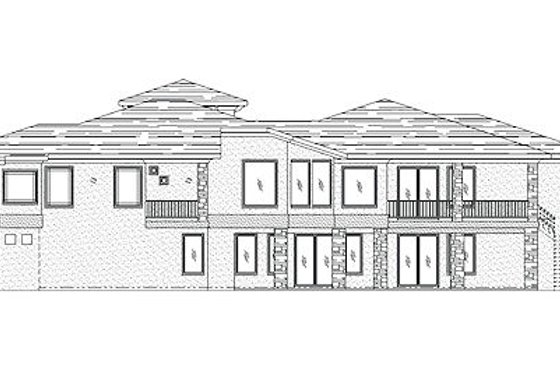 Exterior - Rear Elevation for European House Plan #24-230 - 5 bed, 4 bath