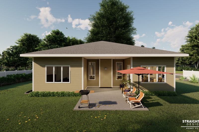 Architectural House Design - Exterior - Rear Elevation for Ranch House Plan #1122-13 - 2 bed, 2 bath