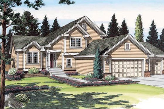 Exterior - Front Elevation for Traditional House Plan #312-386 - 4 bed, 3 bath