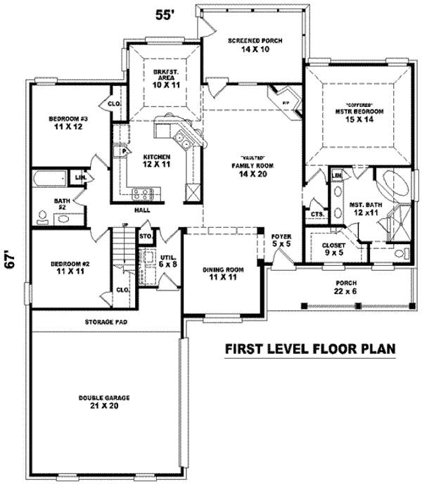 Floor Plan - Main Floor for Traditional House Plan #81-898 - 3 bed, 2 bath