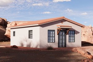 Exterior - Front Elevation 3 for Adobe / Southwestern House Plan #1106-130 - 1 bed, 1 bath