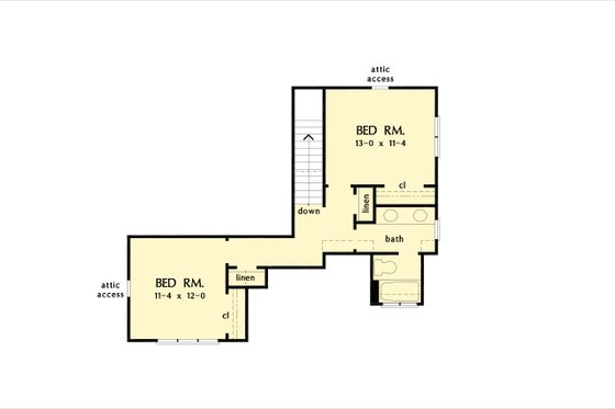 Floor Plan - Upper Floor for Bungalow House Plan #929-1166 - 3 bed, 2.5 bath