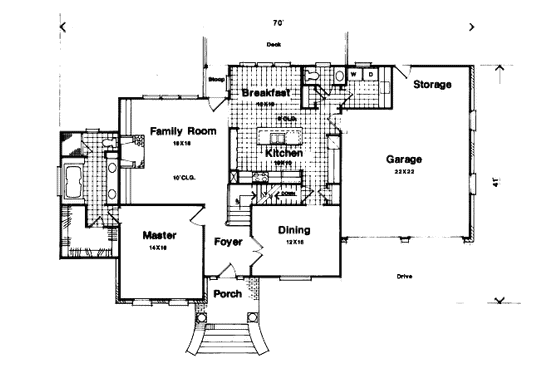 Floor Plan - Main Floor for European House Plan #41-157 - 3 bed, 2.5 bath