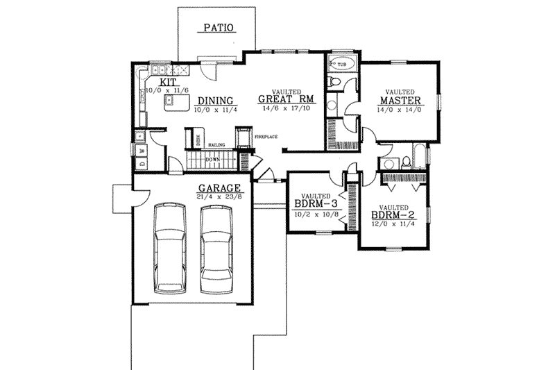 Dream House Plan - Floor Plan - Main Floor for Traditional House Plan #97-110 - 3 bed, 2 bath