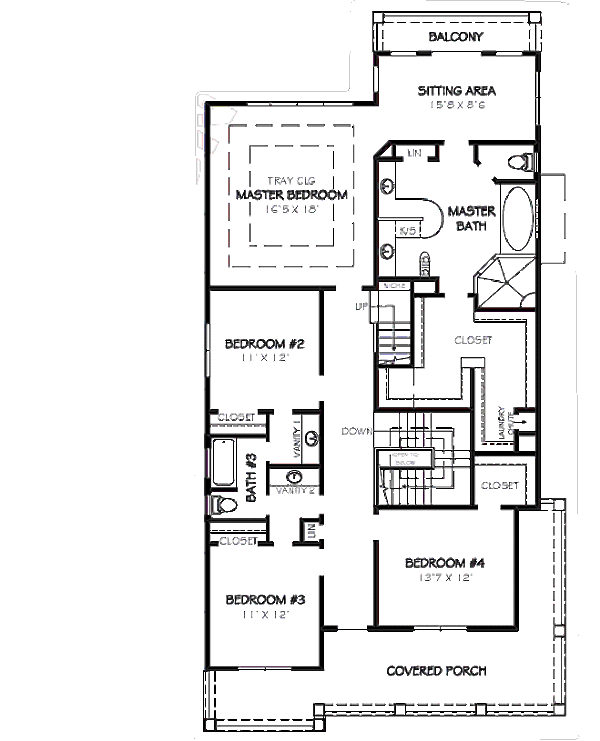 Traditional Floor Plan - Upper Floor Plan #424-217
