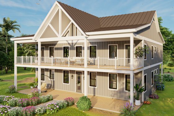 Exterior - Front Elevation 3 for Beach House Plan #932-1110 - 2 bed, 3 bath