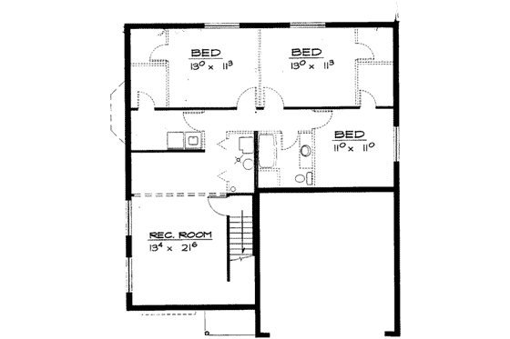 Floor Plan - Lower Floor for Traditional House Plan #308-135 - 6 bed, 2 bath