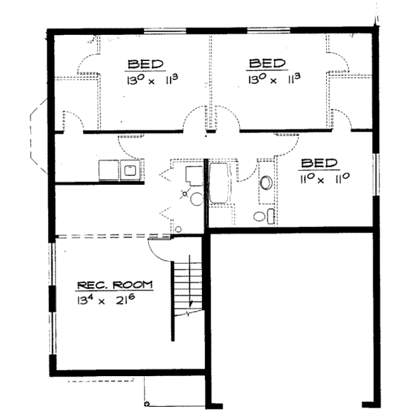 Traditional Floor Plan - Lower Floor Plan #308-135