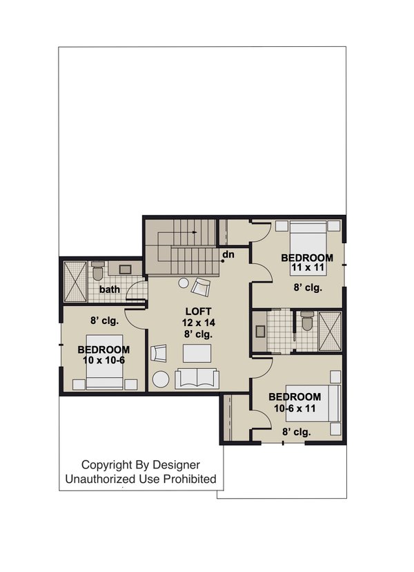 Craftsman Floor Plan - Upper Floor Plan #51-1507