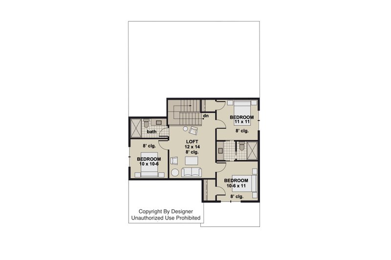 House Design - Floor Plan - Upper Floor for Craftsman House Plan #51-1507 - 4 bed, 3.5 bath