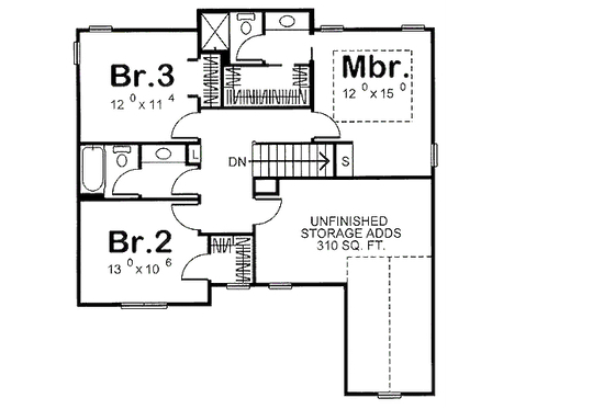 Floor Plan - Upper Floor for Traditional House Plan #455-180 - 3 bed, 2.5 bath