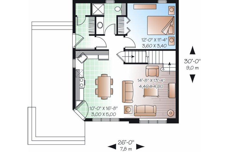 Home Plan - Floor Plan - Main Floor for Traditional House Plan #23-867 - 3 bed, 2 bath