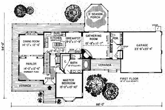 Floor Plan - Main Floor for European House Plan #312-439 - 5 bed, 3.5 bath
