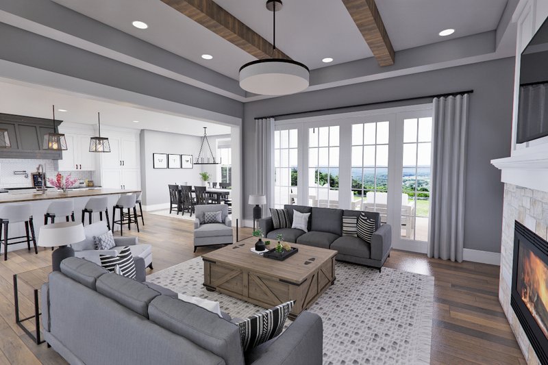 Architectural House Design - Interior - Family Room 2 for Farmhouse House Plan #51-1560 - 6 bed, 4.5 bath