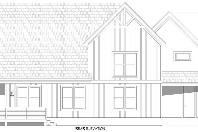 House Blueprint - Exterior - Rear Elevation 1 for Southern House Plan #932-1283 - 4 bed, 3.5 bath