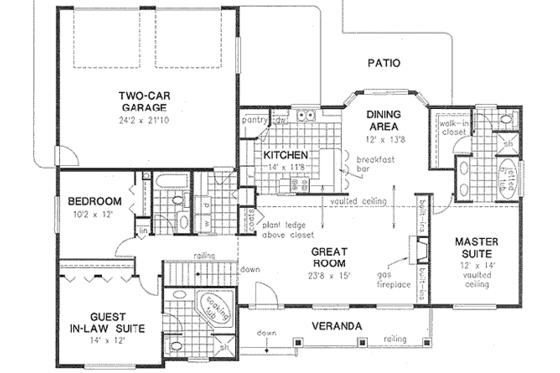 Floor Plan - Main Floor for Ranch House Plan #18-4521 - 3 bed, 3 bath