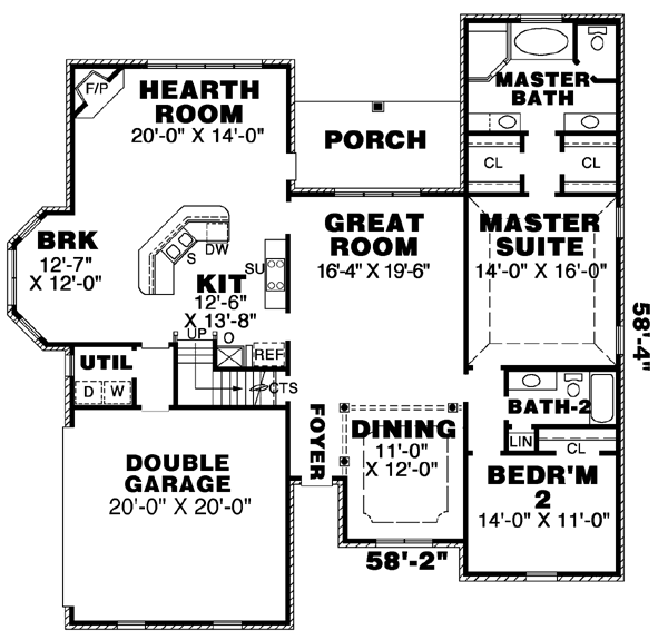 Southern Floor Plan - Main Floor Plan #34-172