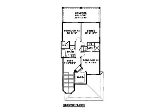 Floor Plan - Upper Floor for Mediterranean House Plan #27-291 - 3 bed, 4 bath