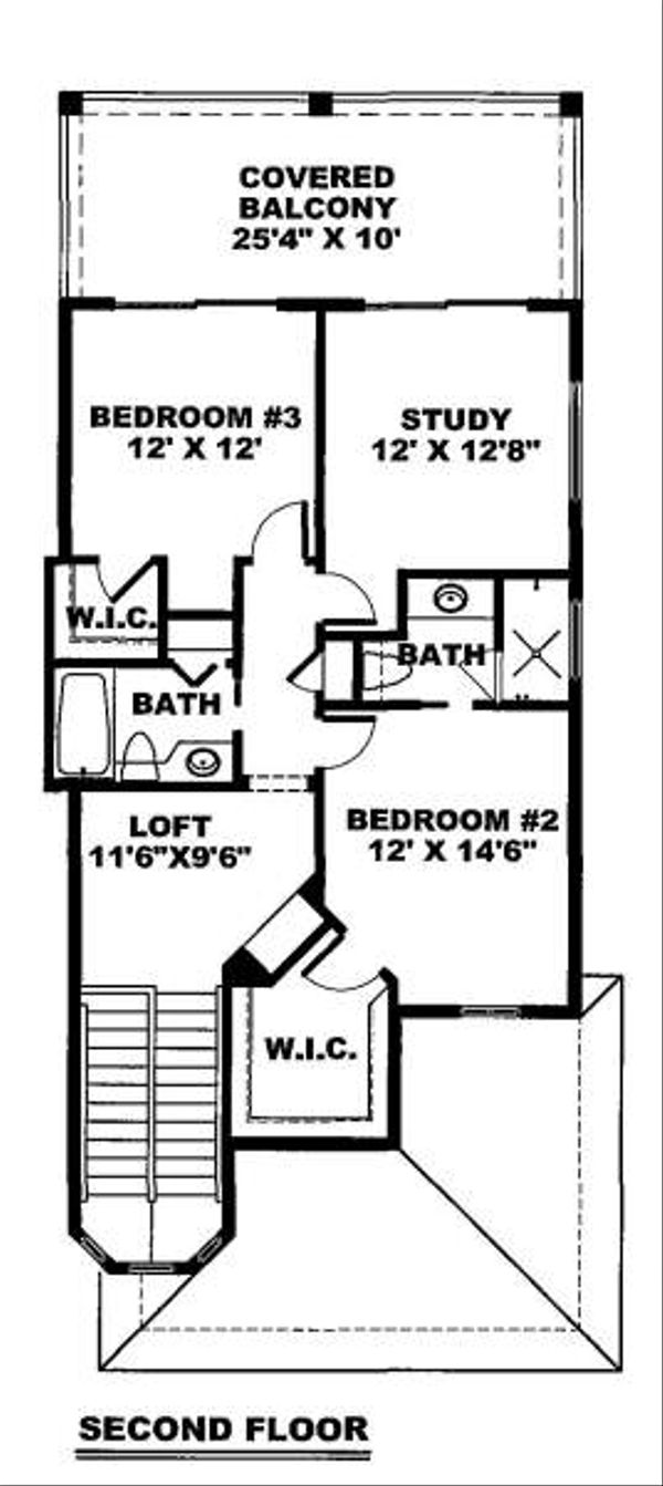 Mediterranean Floor Plan - Upper Floor Plan #27-291