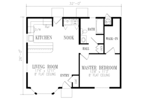 Floor Plan - Main Floor for Mediterranean House Plan #1-115 - 1 bed, 1 bath