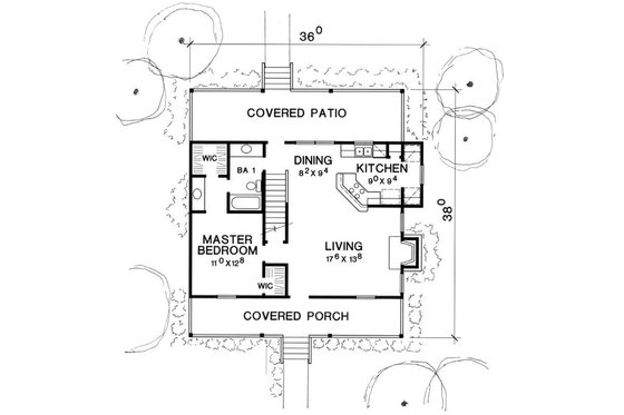 Floor Plan - Main Floor for Cottage House Plan #472-5 - 3 bed, 2 bath