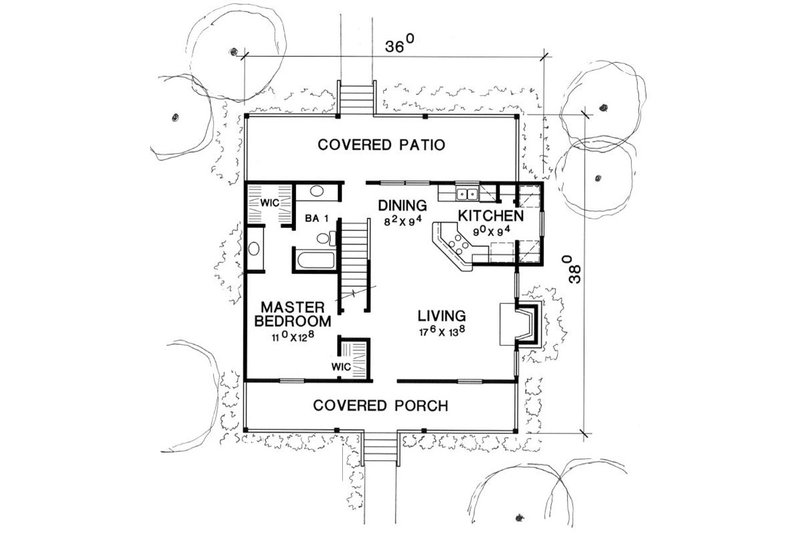 Architectural House Design - Floor Plan - Main Floor for Cottage House Plan #472-5 - 3 bed, 2 bath