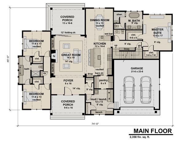 Contemporary Floor Plan - Main Floor Plan #51-585