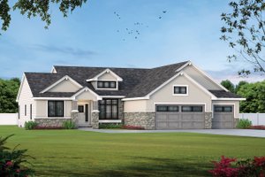 Exterior - Front Elevation 3 for Traditional House Plan #20-2417 - 4 bed, 3.5 bath