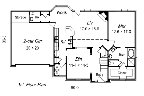 Floor Plan - Main Floor for European House Plan #329-261 - 3 bed, 2.5 bath