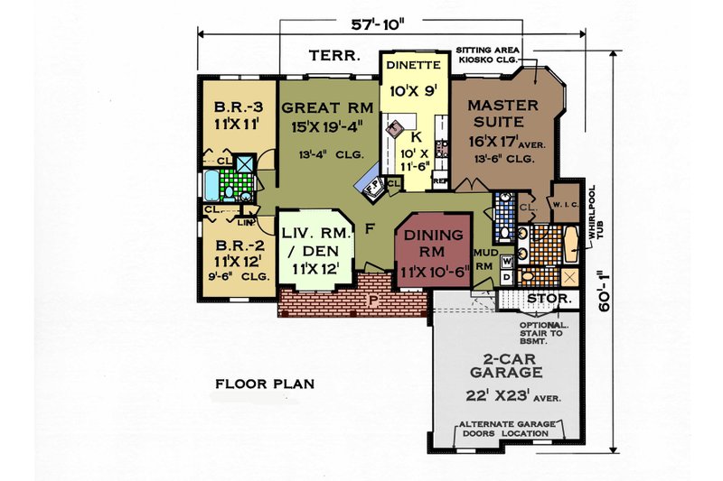 Dream House Plan - Floor Plan - Main Floor for Ranch House Plan #3-150 - 3 bed, 2.5 bath