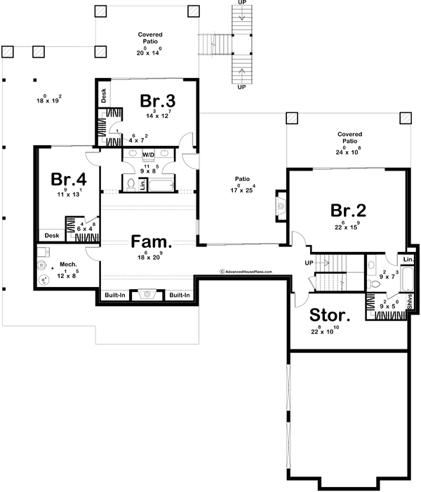 European Floor Plan - Lower Floor Plan #455-361