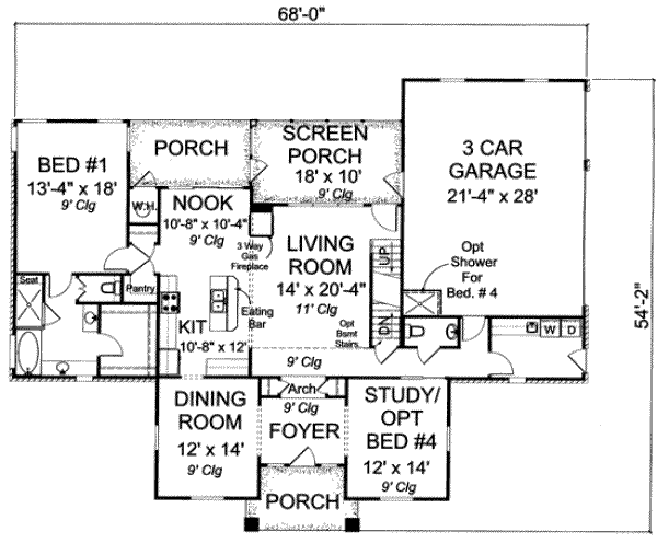 House Design - Craftsman Floor Plan - Main Floor Plan #20-1829