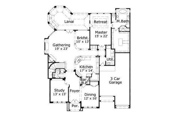 Floor Plan - Main Floor for Mediterranean House Plan #411-596 - 4 bed, 3.5 bath