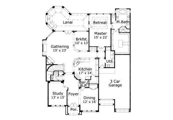 Mediterranean Floor Plan - Main Floor Plan #411-596