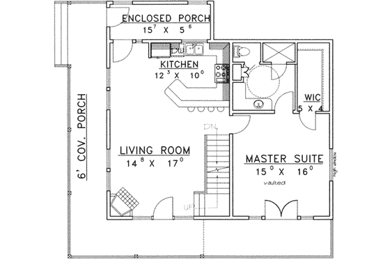 Floor Plan - Main Floor for Country House Plan #117-453 - 2 bed, 2.5 bath