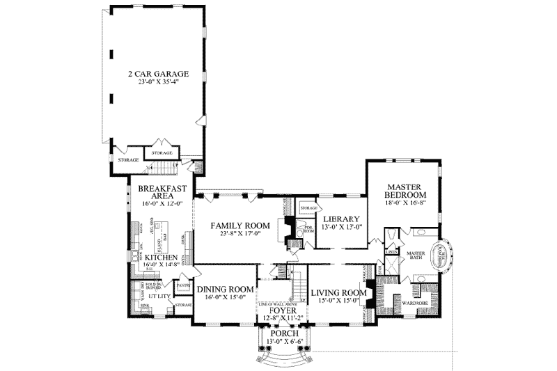 Home Plan - Floor Plan - Main Floor for Southern House Plan #137-159 - 5 bed, 4 bath