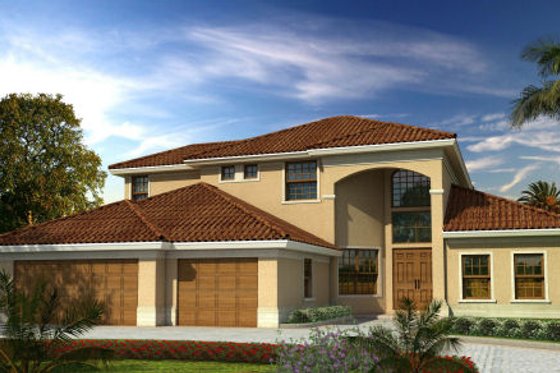 Exterior - Front Elevation for Mediterranean House Plan #420-231 - 4 bed, 3 bath