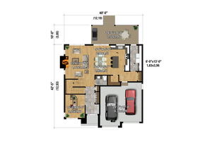 Floor Plan - Main Floor for Farmhouse House Plan #25-4987 - 4 bed, 2 bath