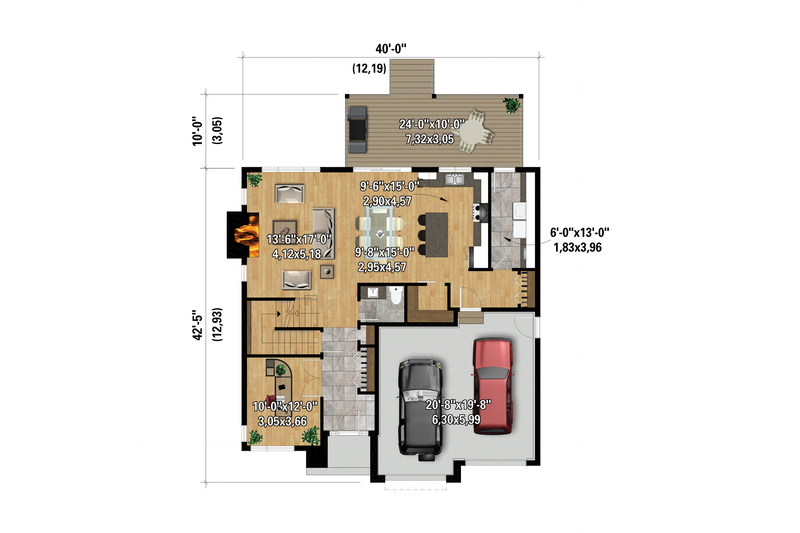 Home Plan - Floor Plan - Main Floor for Farmhouse House Plan #25-4987 - 4 bed, 2 bath