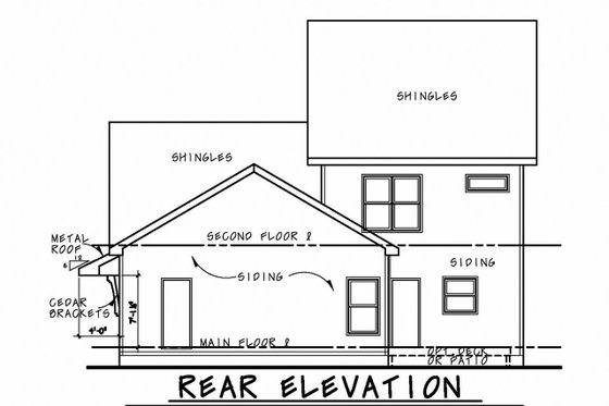 Exterior - Rear Elevation for Traditional House Plan #20-2340 - 4 bed, 3.5 bath