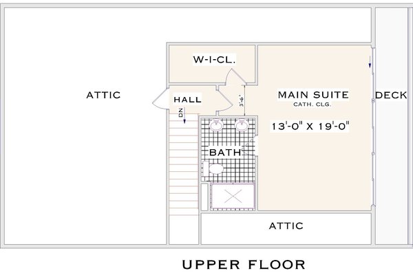 Architectural House Design - Floor Plan - Upper Floor for Cottage House Plan #3-353 - 3 bed, 2 bath