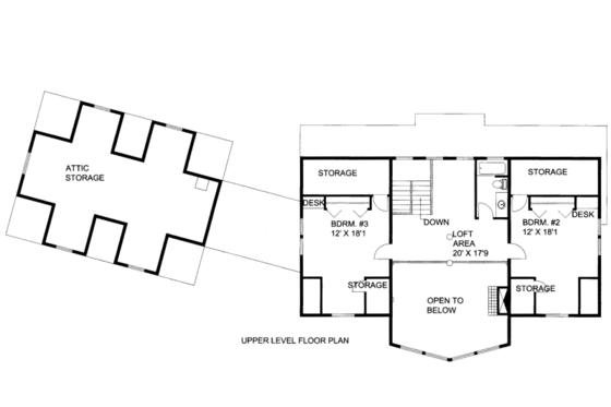 Floor Plan - Upper Floor for Craftsman House Plan #117-794 - 3 bed, 4 bath
