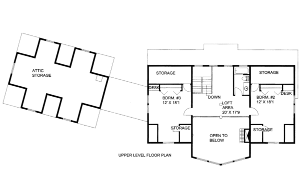 Craftsman Floor Plan - Upper Floor Plan #117-794