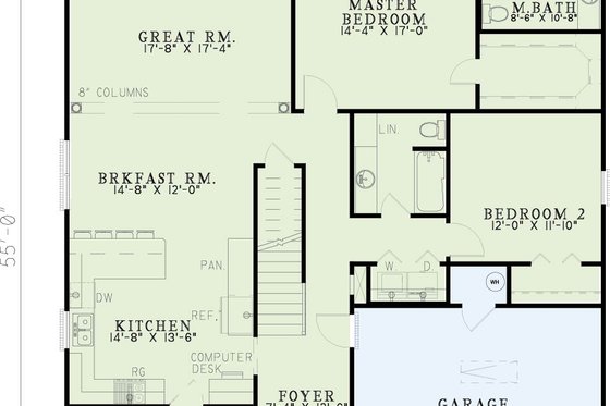 Exterior - Front Elevation 4 for Traditional House Plan #17-1016 - 3 bed, 2 bath