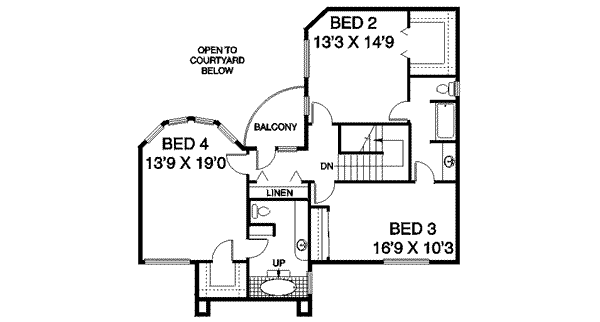 Mediterranean Floor Plan - Upper Floor Plan #60-555