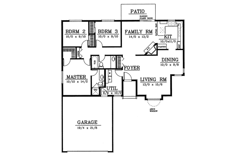 Dream House Plan - Floor Plan - Main Floor for Traditional House Plan #91-106 - 3 bed, 2 bath