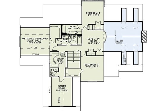 Floor Plan - Upper Floor for Craftsman House Plan #17-2384 - 4 bed, 3.5 bath